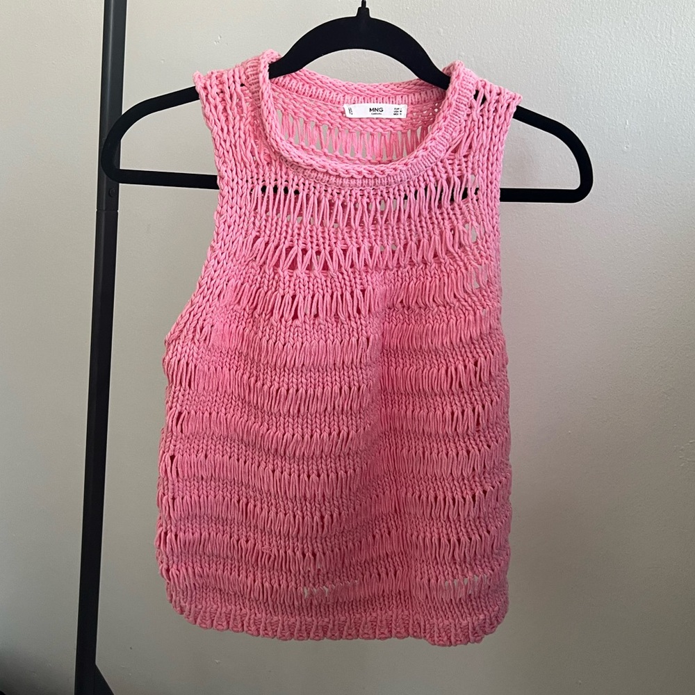 Mango Baby Pink Crotchet Knit Sweater Vest - Picture 1 of 8